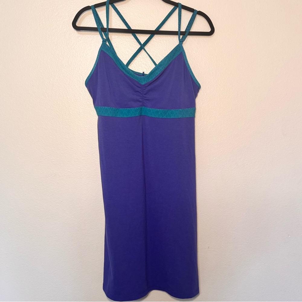 Prana Purple Strappy Athletic Dress Built In Bra L Yoga Travel W3KALD114